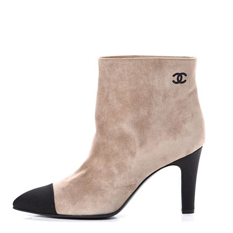 chanel gabrielle signature suede satin cc boots|Gabrielle Suede and Satin Cap Toe Short Boots .